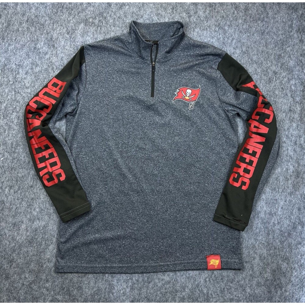Tampa Bay Buccaneers Boy's Quarter Zip Performance Pullover Long Sleeve Size L